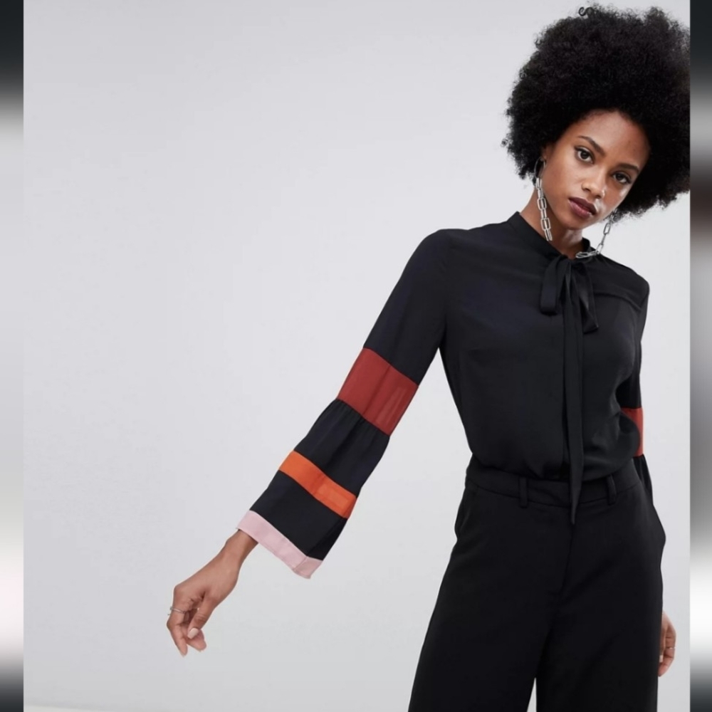 Sisley Flared Stripe Sleeve Blouse